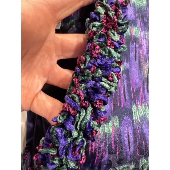 Vintage Anne Crimmins UMI Collections Size 4 100% Silk Blazer Artsy Shaggy Trim - Picture 7 of 11